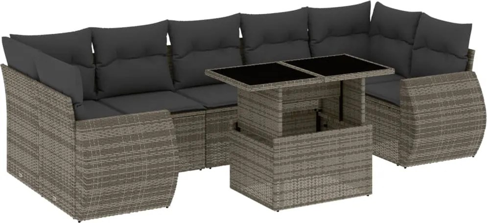 vidaXL Set canapele de grădină cu perne, 8 piese, gri, poliratan