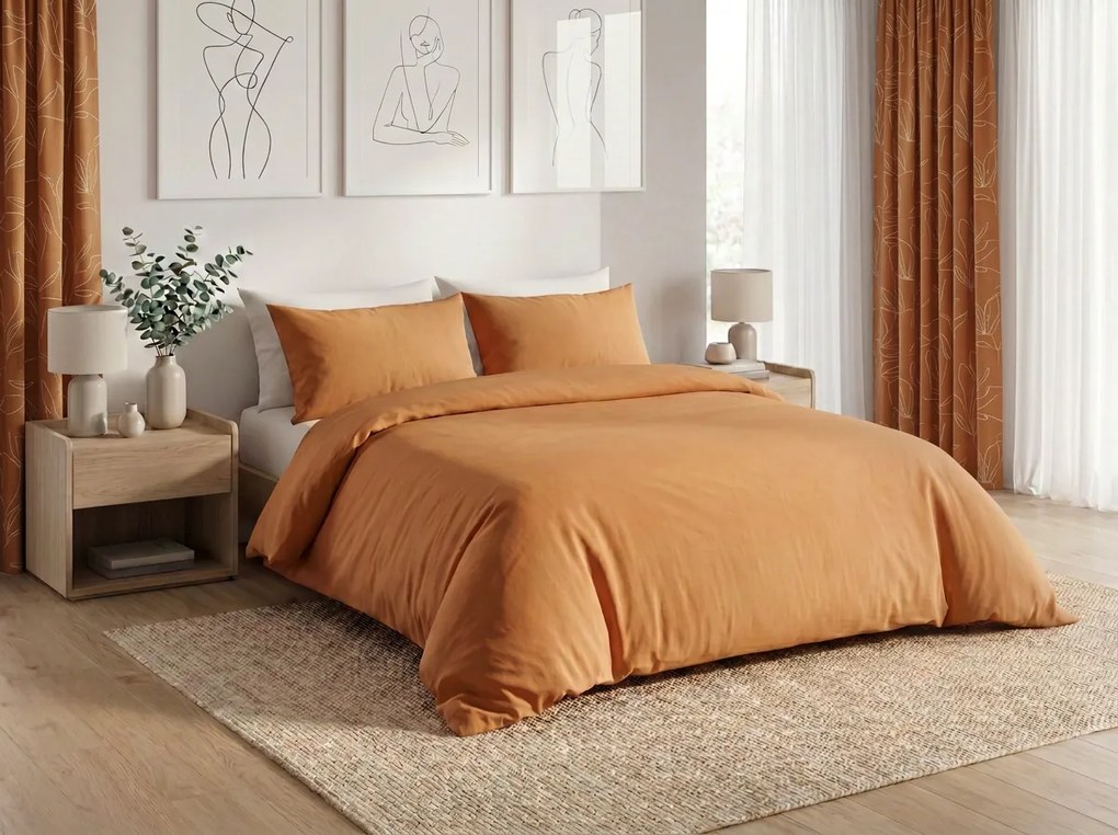 Lenjerie de pat din bumbac CALMORA teracota Dimensiune lenjerie de pat: 2 buc 70 x 90 cm | 200 x 200 cm