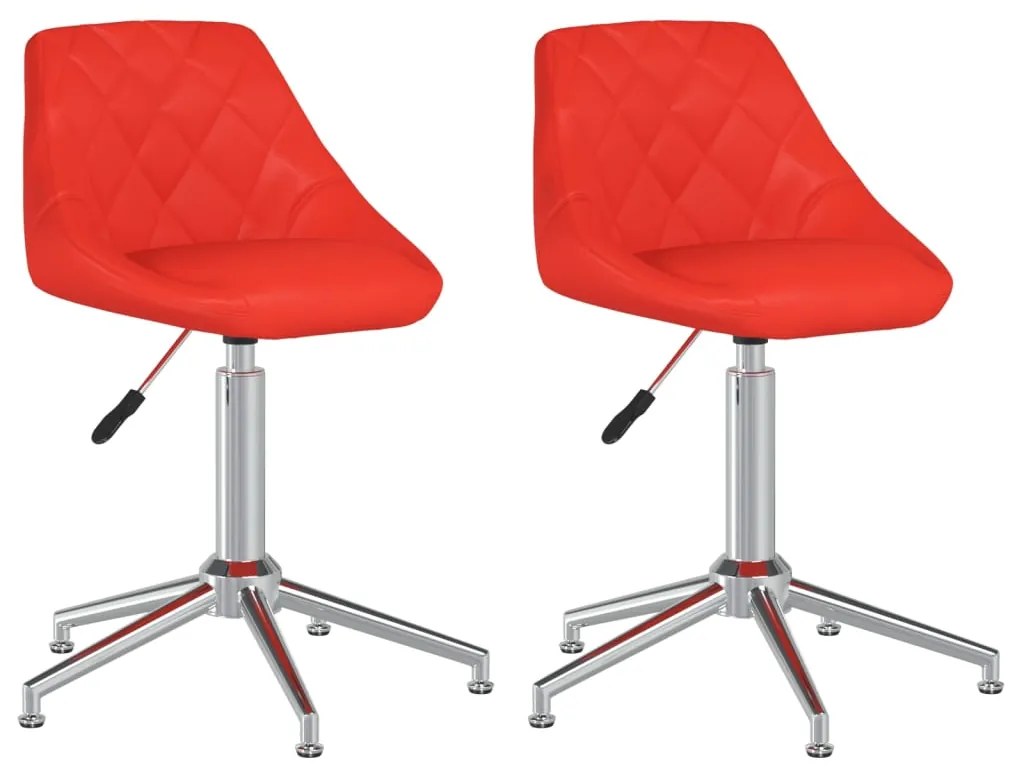 335391 vidaXL Scaune de sufragerie pivotante 2 buc. roșu piele artificială