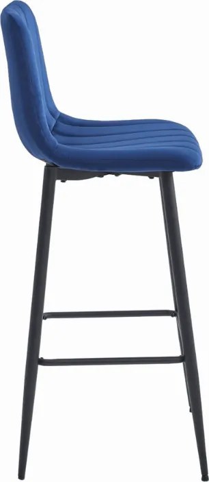 Scaun de bar albastru POZZA VELVET cu picioare negre