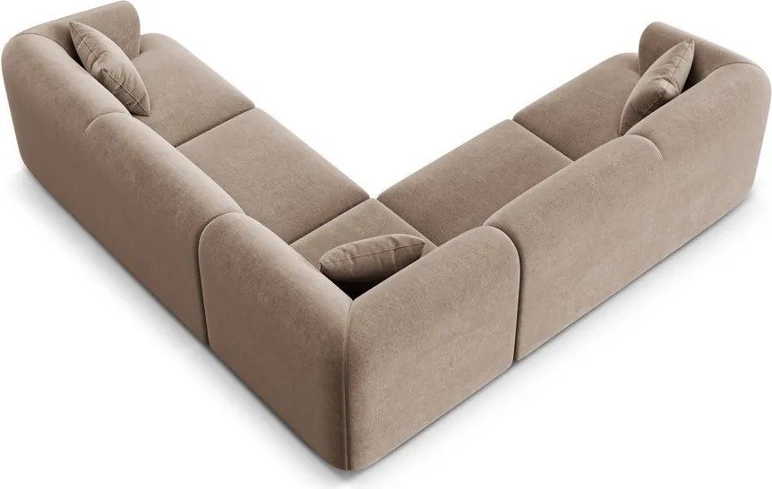 Colțar maro deschis cu tapițerie din catifea Campi – Cosmopolitan Design