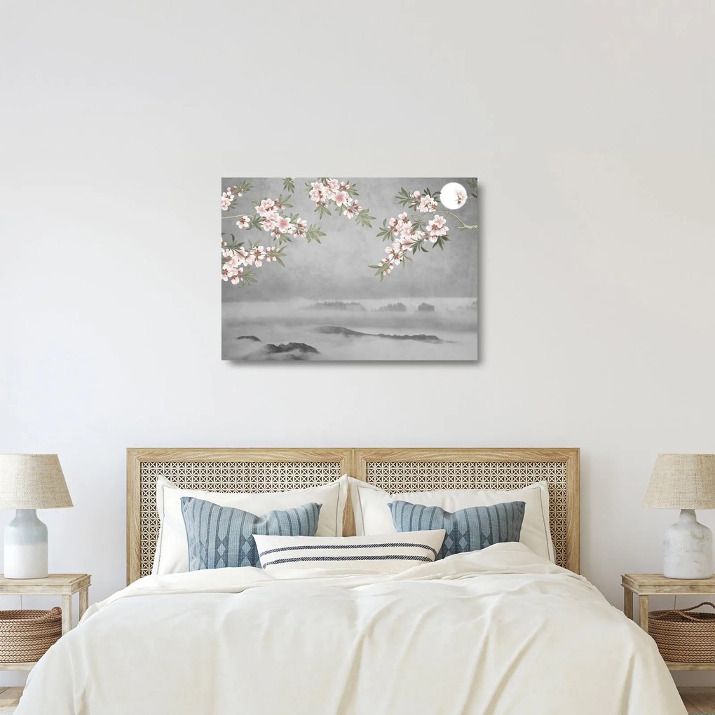 Tablou pe sticlă - Peisaj cu lună (70x50 cm)