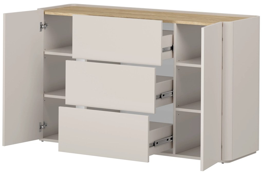 Comodă cu sertare Elivo 150 cm - cașmir / stejar uleiat