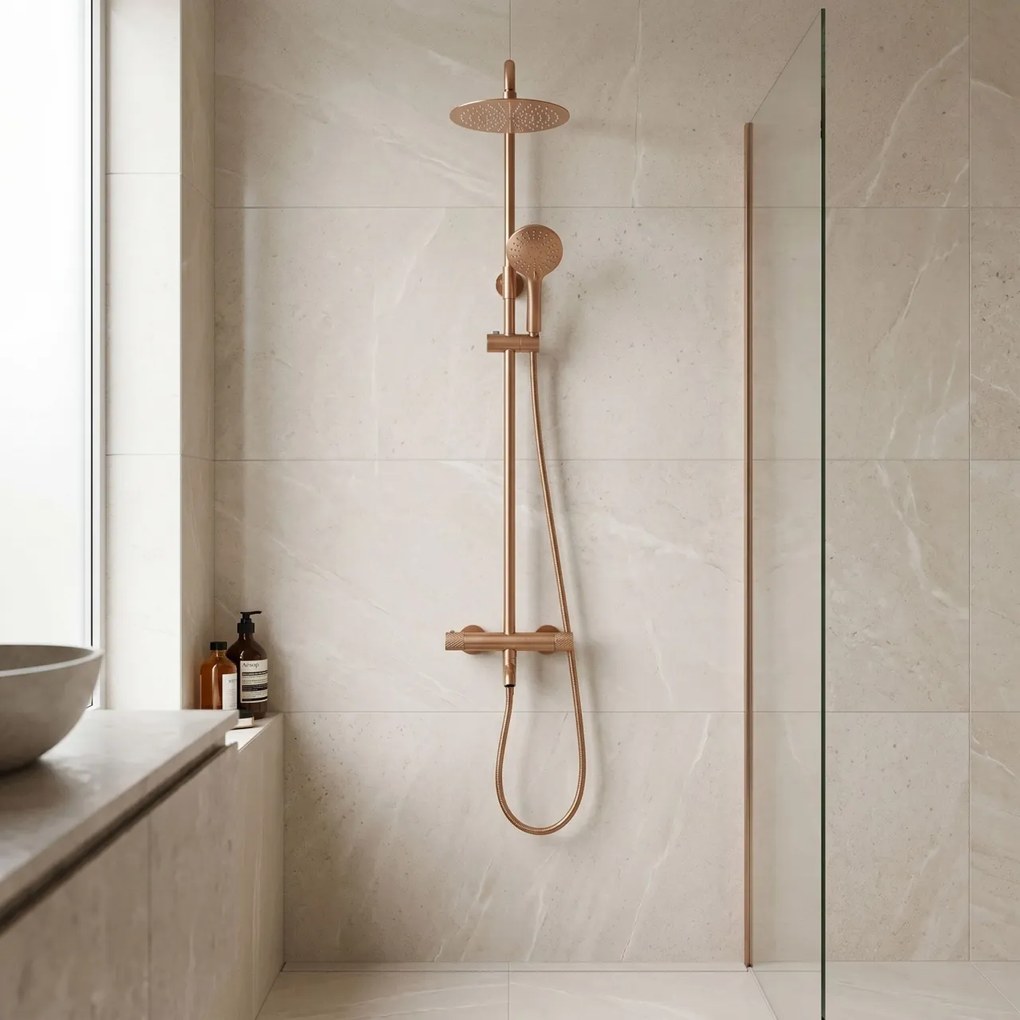 Coloana de dus cu termostat Lungo Diamond Copper Brush