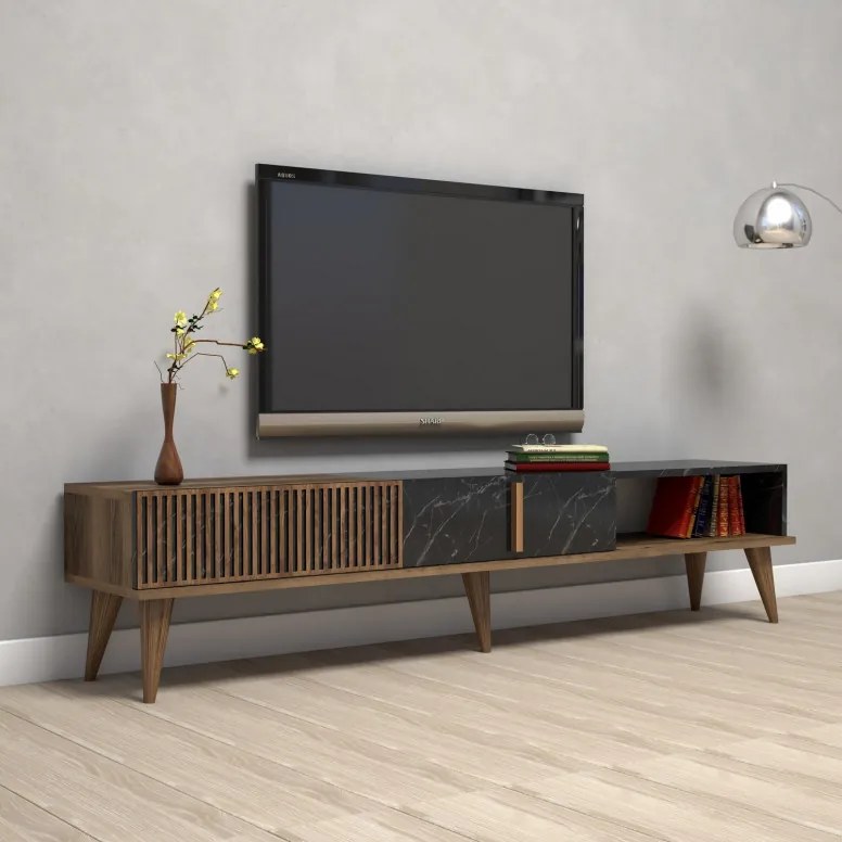 Comoda TV Milan - Walnut, Negru