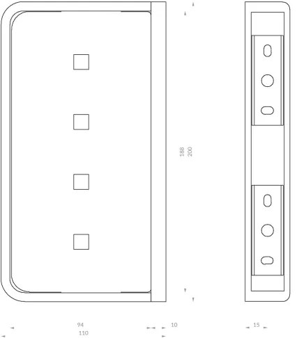 OMNIRES LU30330CR - Polita de perete LUGANO 20 cm crom lucios pentru duș