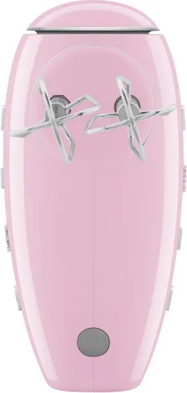 Mixer manual SMEG 50's Style HMF01PKEU, 250 W, 9 viteze, Functie Turbo, Afisaj LED, Timer, Accesorii, Roz