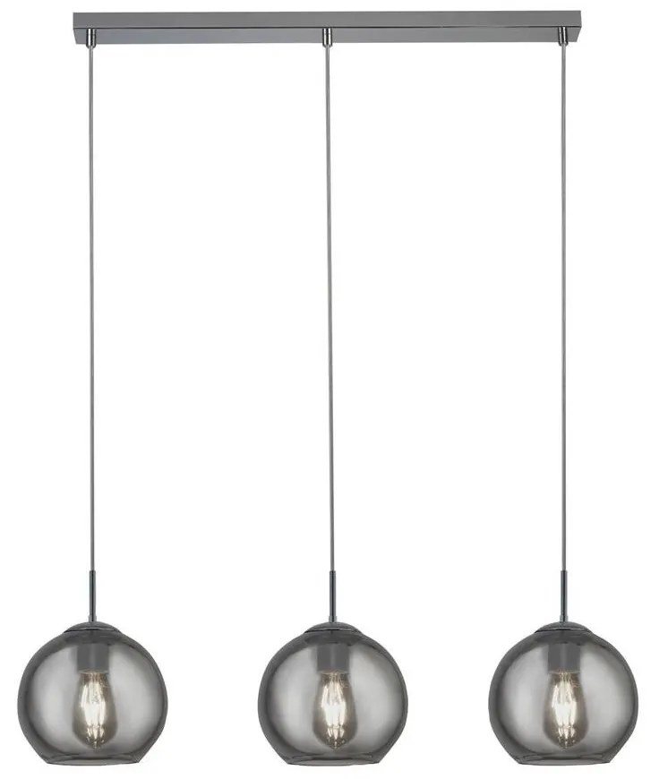 Lustra cu 3 pendule din sticla fumurie Balls