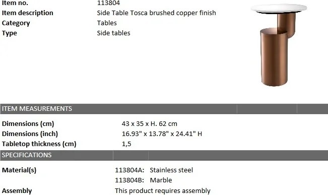 Masuta laterala design elegant LUX Tosca 113804 HZ