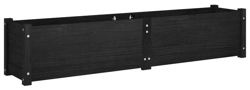 Strat inaltat de gradina, negru, 150x31x31 cm, lemn masiv pin 1, Negru
