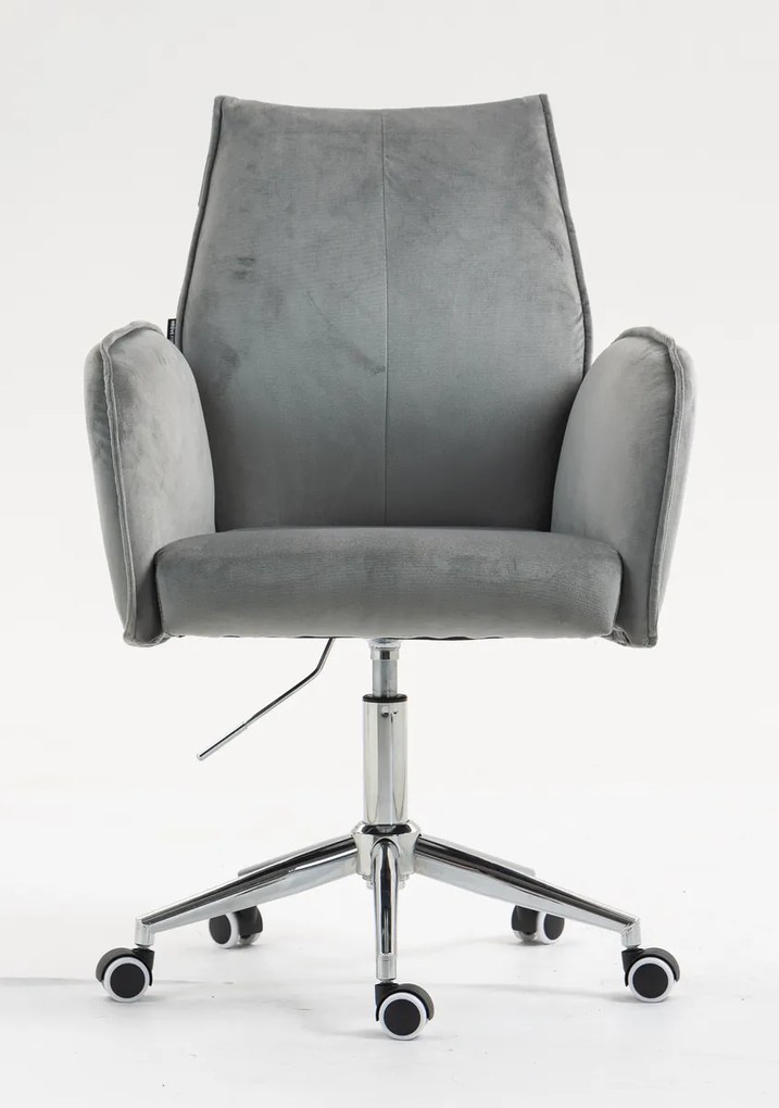 HR280K Scaun Gray din Catifea cu Bază Cromata
