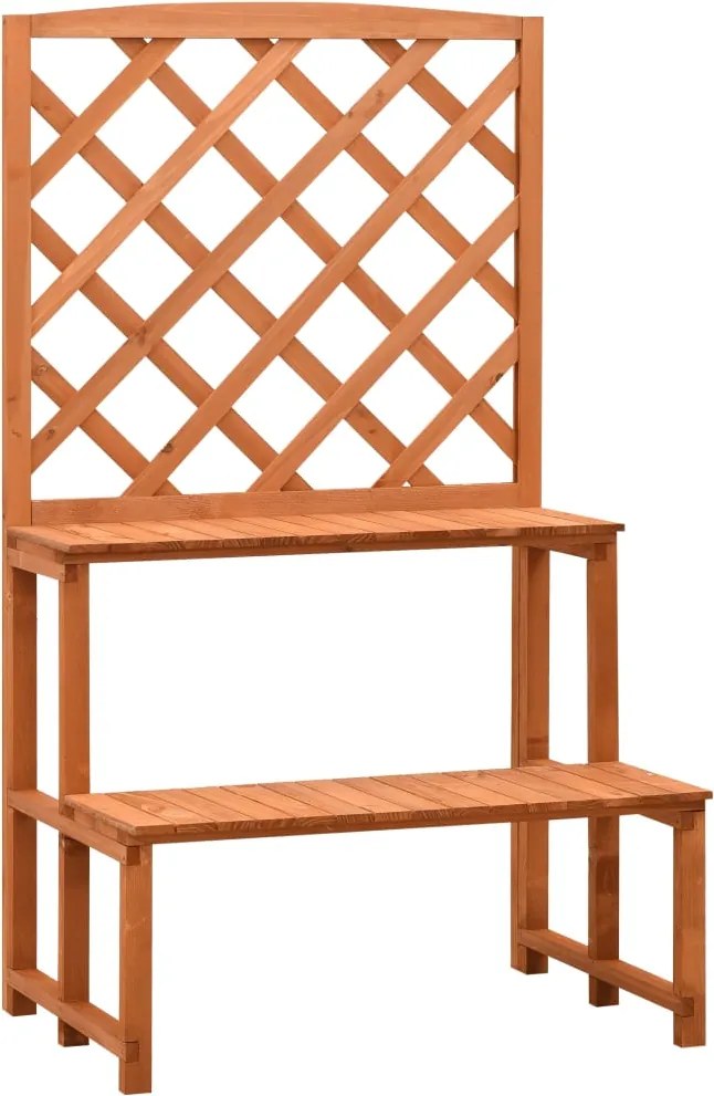 vidaXL Suport plante cu spalier, portocaliu, 70x42x120 cm, lemn brad