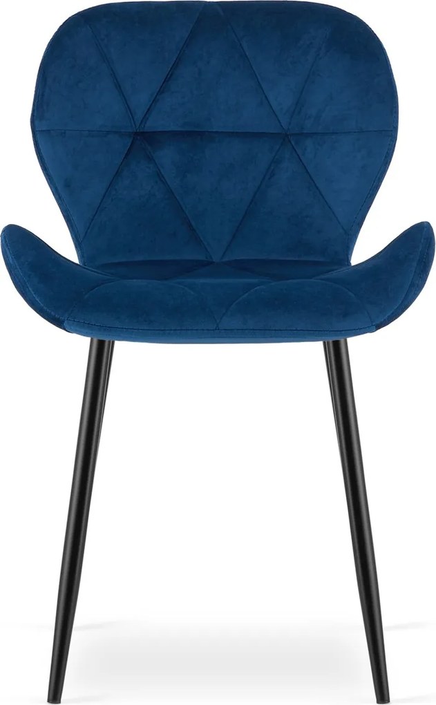 Scaun de masa MANGO VELVET cu picioare negre, albastru