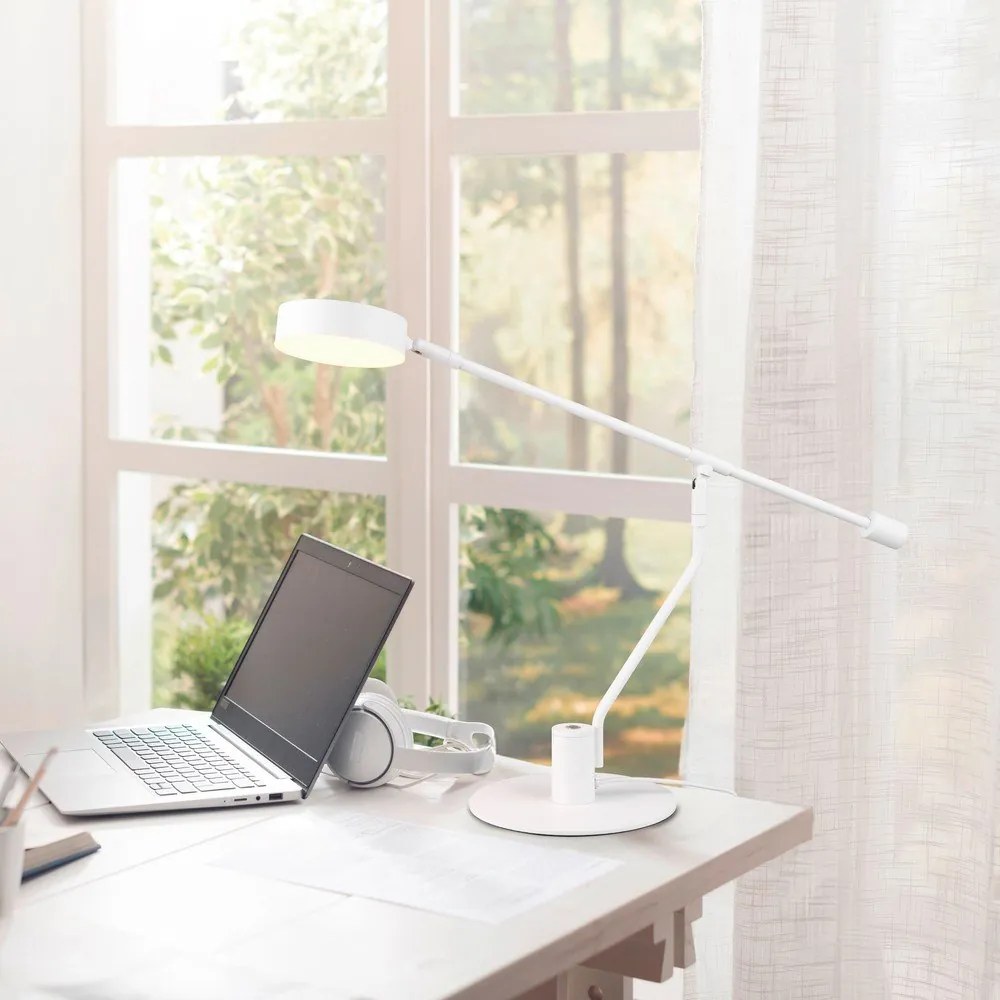 Veioză alb mat LED cu structură flexibilă (înălțime 64 cm) Manduro – Trio