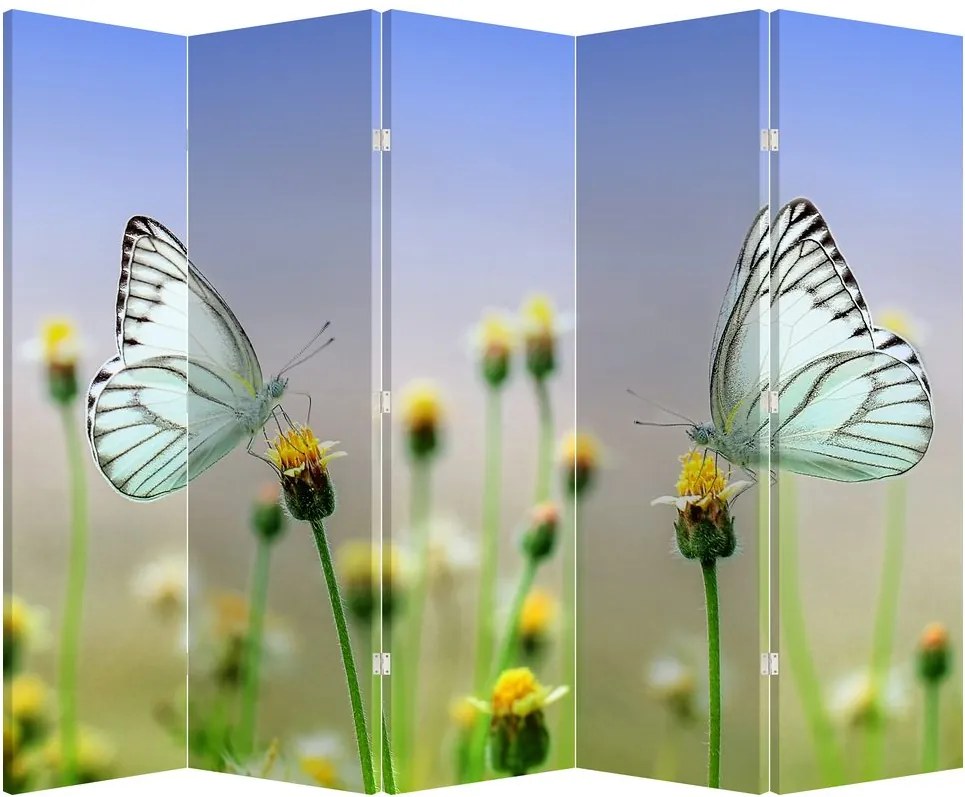 Paravan - Fluture pe floare (210x170 cm)