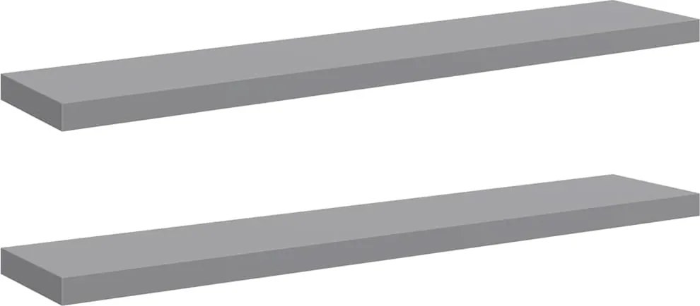 vidaXL Rafturi de perete suspendate, 2 buc., gri, 120x23,5x3,8 cm, MDF