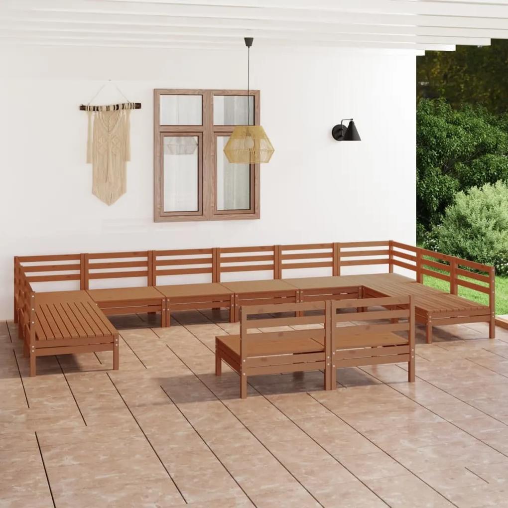3083457 vidaXL Set mobilier de grădină, 12 piese, maro miere, lemn masiv pin