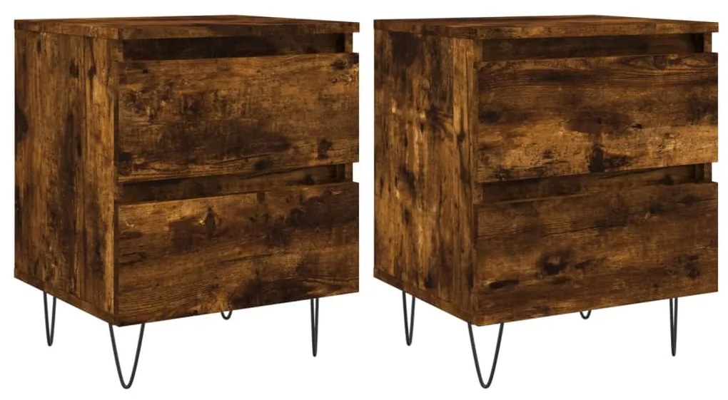 vidaXL Noptiere, 2 buc., stejar fumuriu, 40x35x50 cm, lemn compozit