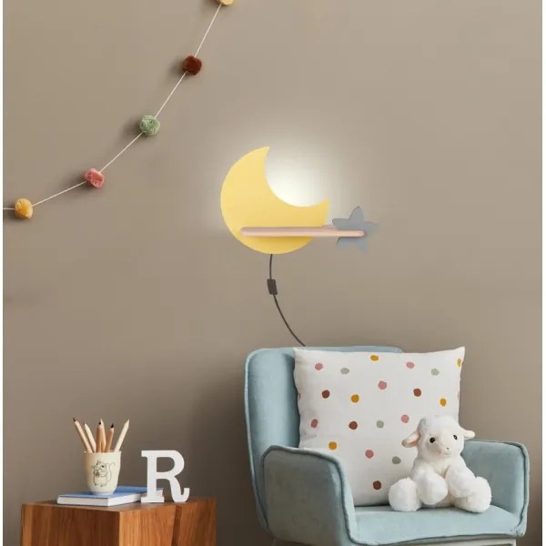 Aplică LED cu raft pentru copii MOON LED/5W/230V