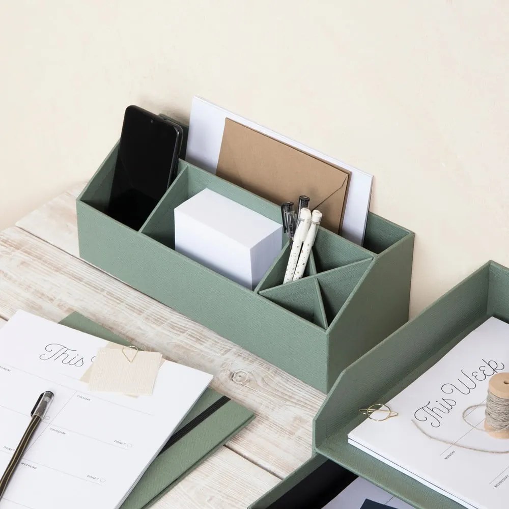 Organizator verde pentru papetărie din carton Elisa Canvas Paper Laminate – Bigso