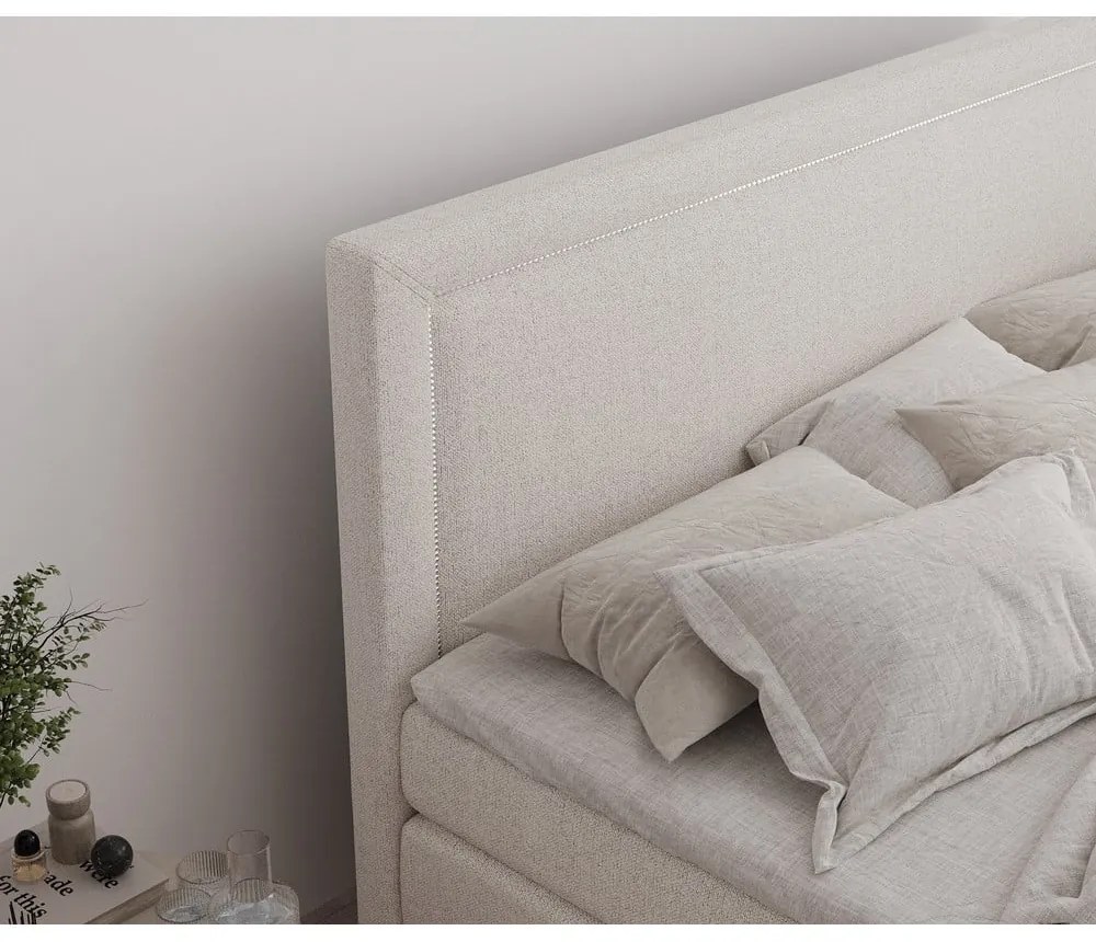 Pat boxspring bej cu spațiu de depozitare 180x200 cm Lavenda – Maison de Rêve