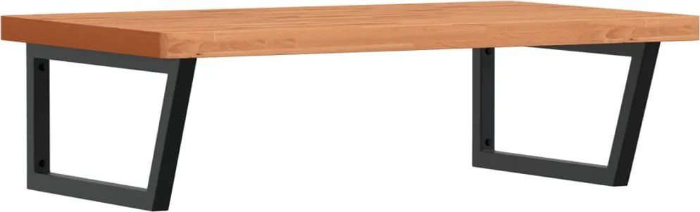 vidaXL Raft pentru lavoar montat pe perete, oțel și lemn masiv fag