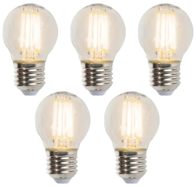 Set de 5 becuri LED cu filament globul E27 reglabile 5W 470lm 2700K