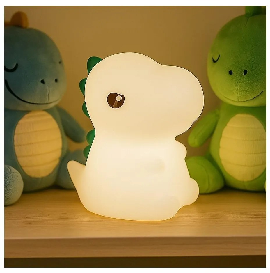 Lumină de veghe pentru copii DINO, LED RGBW reîncărcabilă și reglabilă, 1W, 5V, 1200 mAh