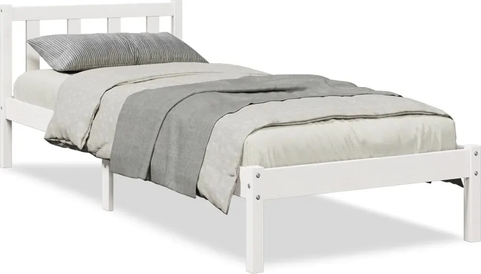 vidaXL Cadru pat foarte lung fără saltea alb 80x220 cm lemn masiv pin