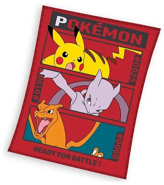 Carbotex Pătură pentru copii Pokémon PikachuMewToo și Charizard, 110 x 140 cm