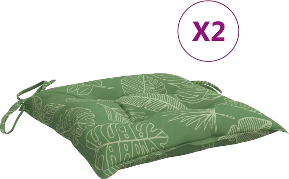 vidaXL Perne de scaun, 2 buc., 50x50x7 cm, textil, model frunze