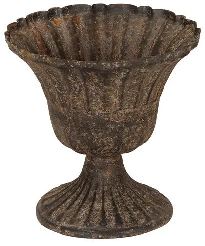 Vaza decorativa Pokal din metal antichizat maro 12x13 cm
