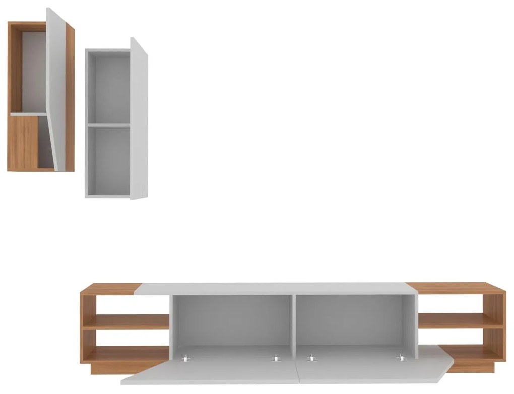 Mobilier living Ziva 2 (alb + teak). 1102661