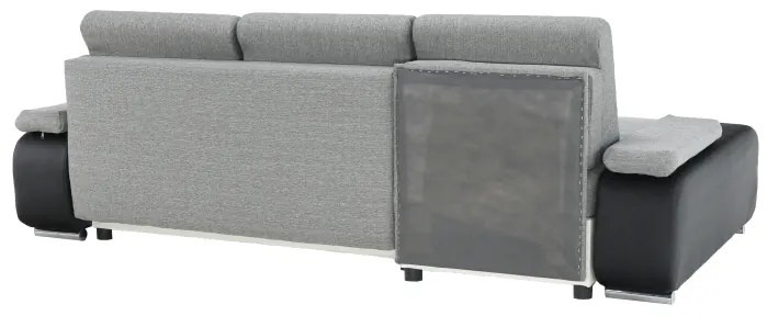 Colţar, piele ecologică negru/material textil gri, model stânga, LATE