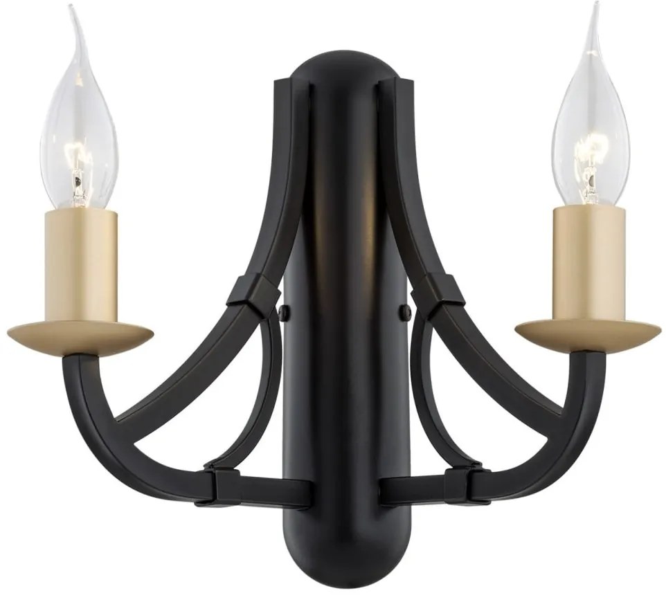 Aplica de perete cu 2 brate design modern Lorenzo negru, auriu
