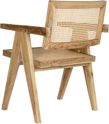 Scaun dining din lemn de tec si rattan, "Teqa"