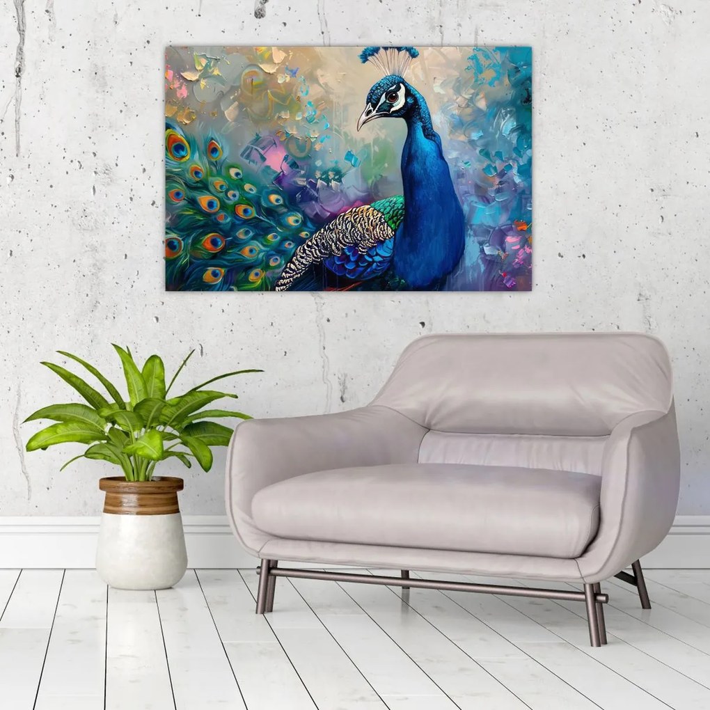 Tablou - Pictura de un păun (90x60 cm)