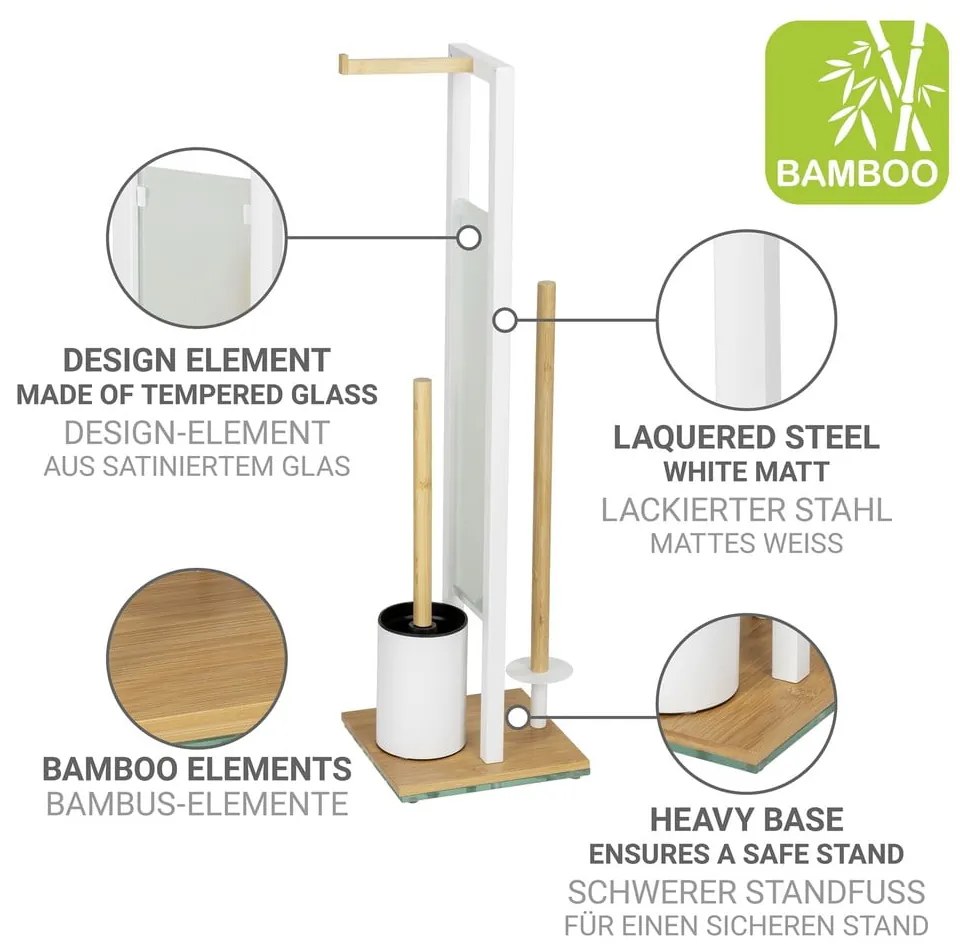Suport pentru hârtie igienică alb/în culoare naturală din oțel Rivalta – Wenko