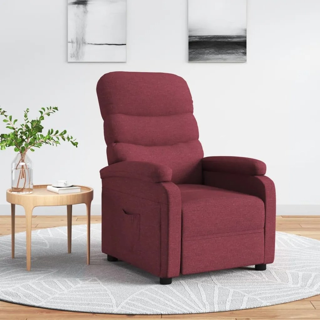 vidaXL Fotoliu rabatabil, roșu vin, material textil