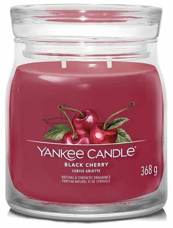 Lumânare parfumată Yankee Candle Signature în borcan, medie, Black Cherry, 368 g