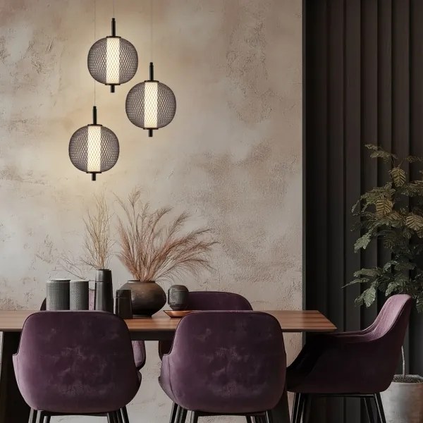 Lustră LED suspendată pe cablu PUMA, 10W, 230V, Ø20 cm, negru