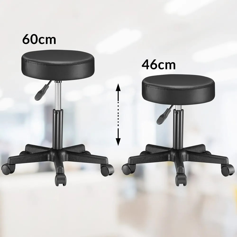 Taburet pe roți BONY, Ø35cm, negru Casaria