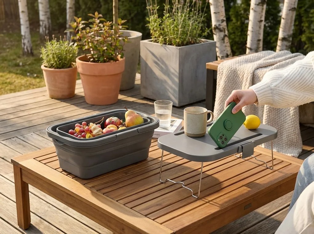 Cos de picnic pliabil TRIGO 3in1, gri