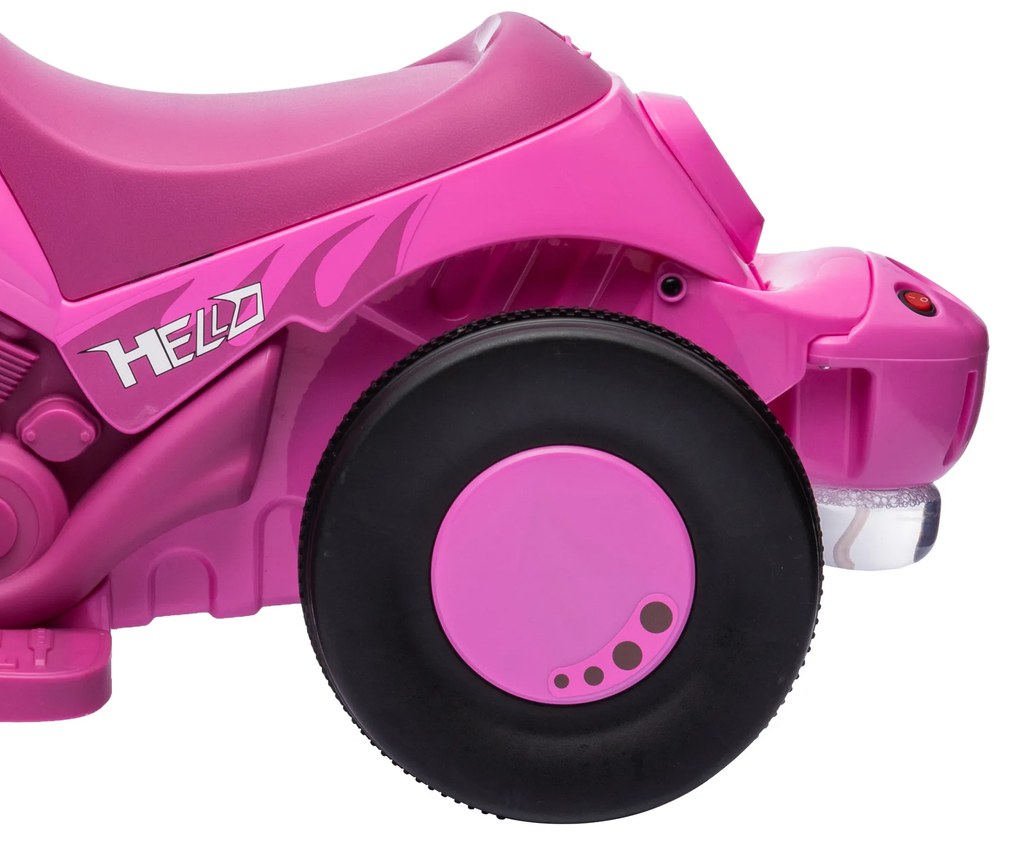 AIYAPLAY Moto electrică copii 2-5 ani, 3 roți, 6 V, 3 km/h, cu funcție de bule, efecte luminoase și sonore, roz | Aosom Romania