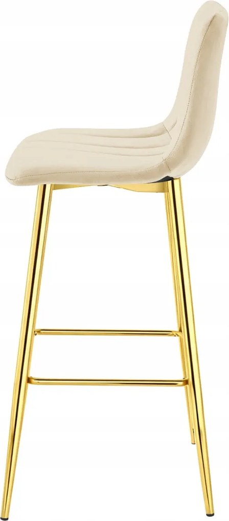 Scaun de bar POZZA VELVET cu picioare aurii, crem