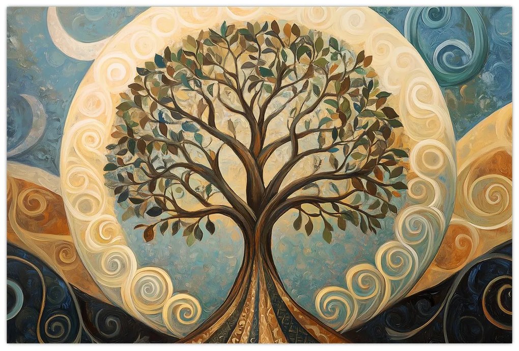 Tablou – Arborele vieții și spirale (90x60 cm)