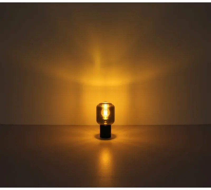 Veioza, lampa de masa design modern Ninjo negru, fumuriu
