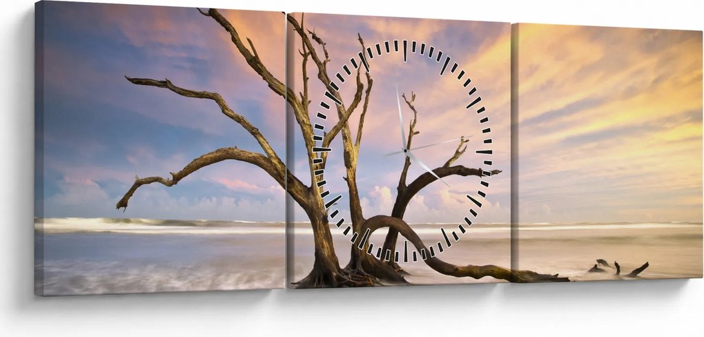 Tablou - Copacul în ocean (cu ceas) (90x30 cm)