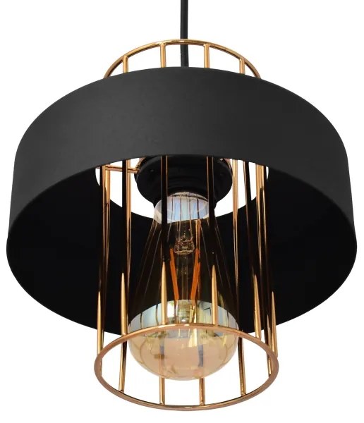 Lustră pe cablu VOLTA 1xE27/15W/230V neagră/aurie