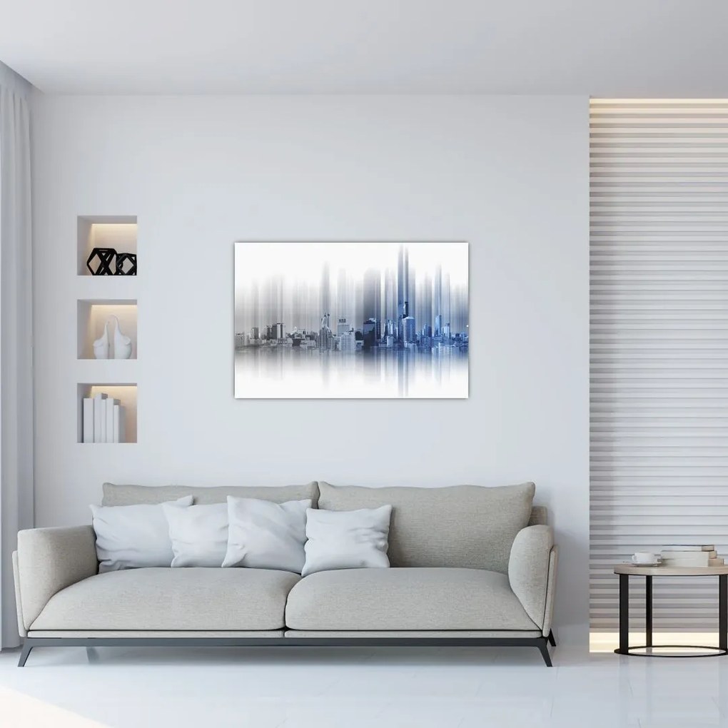Tablou - Panorama orașului, albastru-gri (90x60 cm)